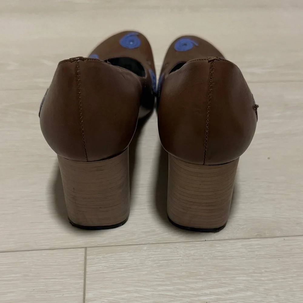 Vintage Morenatom Brown Heels with Blue Accents